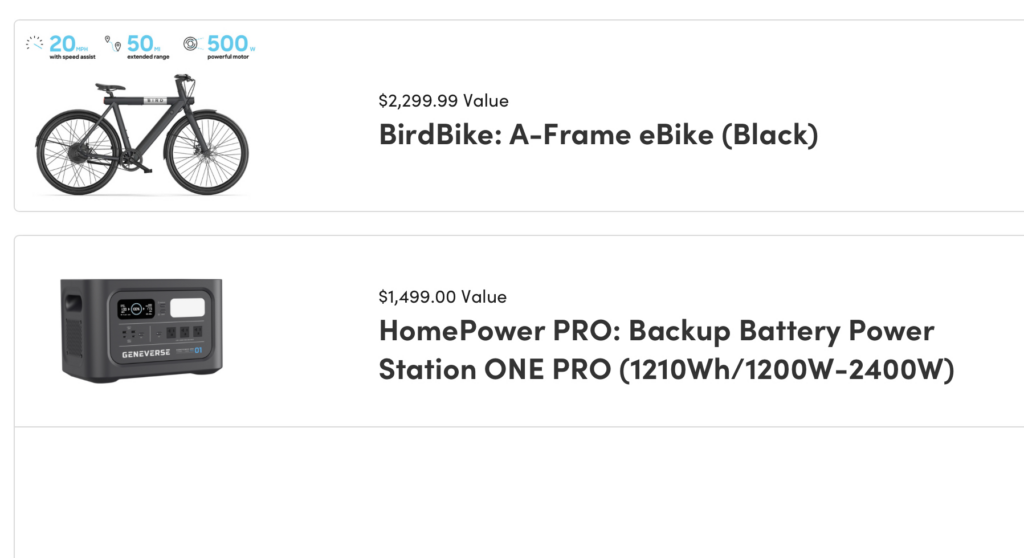 Get On The Road Bundle: A-Frame BirdBike + Geneverse HomePower PRO Backup Power Station for Only $1999.99!